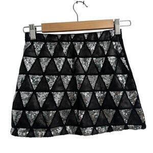 Guess Kids Black Sequined‎ A Line Skirt M(10-12) NWT